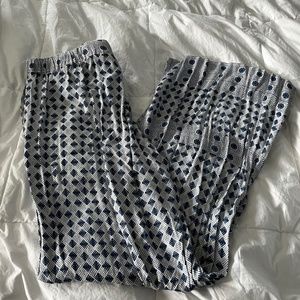 H&M Wide Leg Viscose Blue and White Patterned Pants